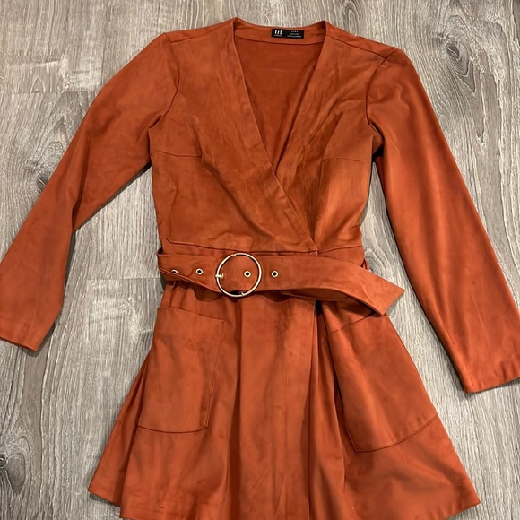 Zara Orange Faux Suede Romper - Picture 2 of 2